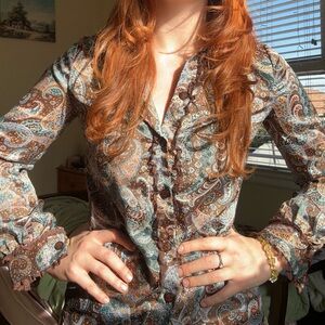 70s Handmade Paisley Button-Up